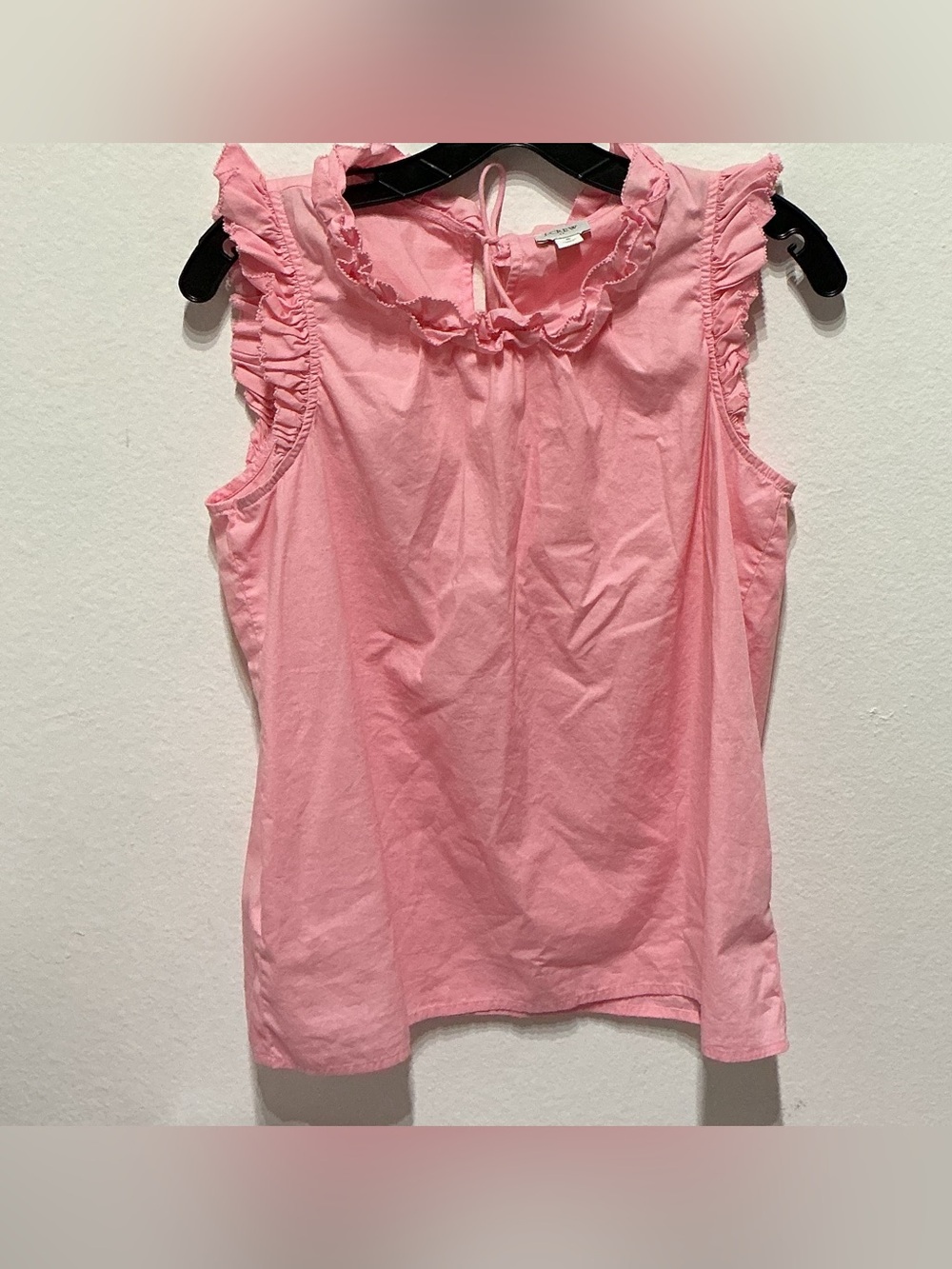 J. CREW 100% COTTON PINK RUFFLE SLEEVELESS TANK TOP